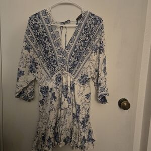 Lulu's Blue and White Floral Mini Dress